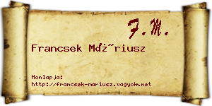 Francsek Máriusz névjegykártya